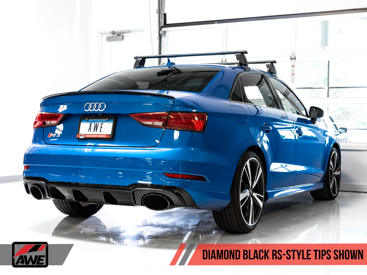 AWE Tuning 17-20 Audi RS3 8V Track Edition Exhaust - Diamond Black Tips RS-Style Tips