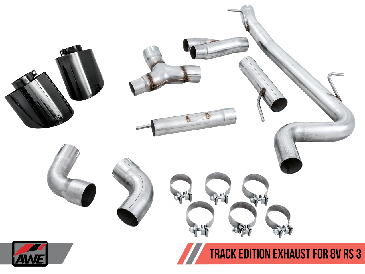 AWE Tuning 17-20 Audi RS3 8V Track Edition Exhaust - Diamond Black Tips RS-Style Tips