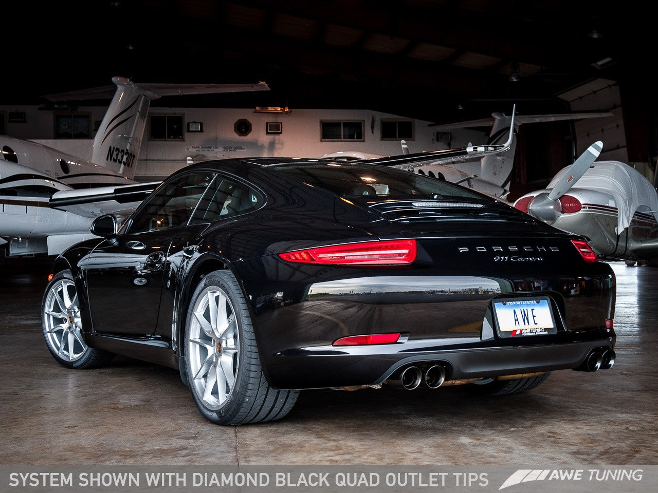 AWE Performance Exhaust for 991 Carrera - Diamond Black Tips