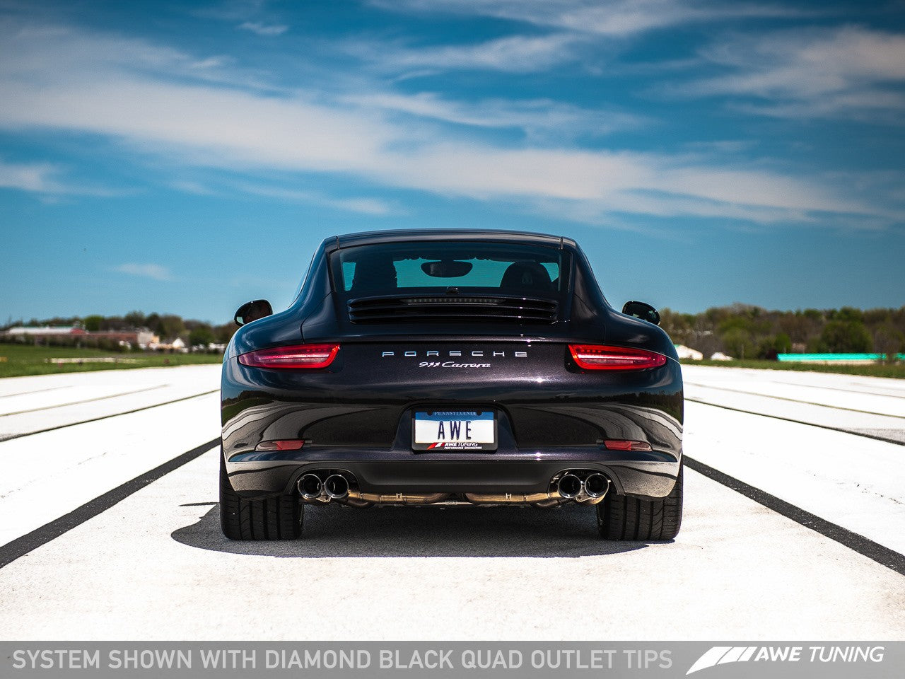 AWE Performance Exhaust for 991 Carrera - Diamond Black Tips - 0