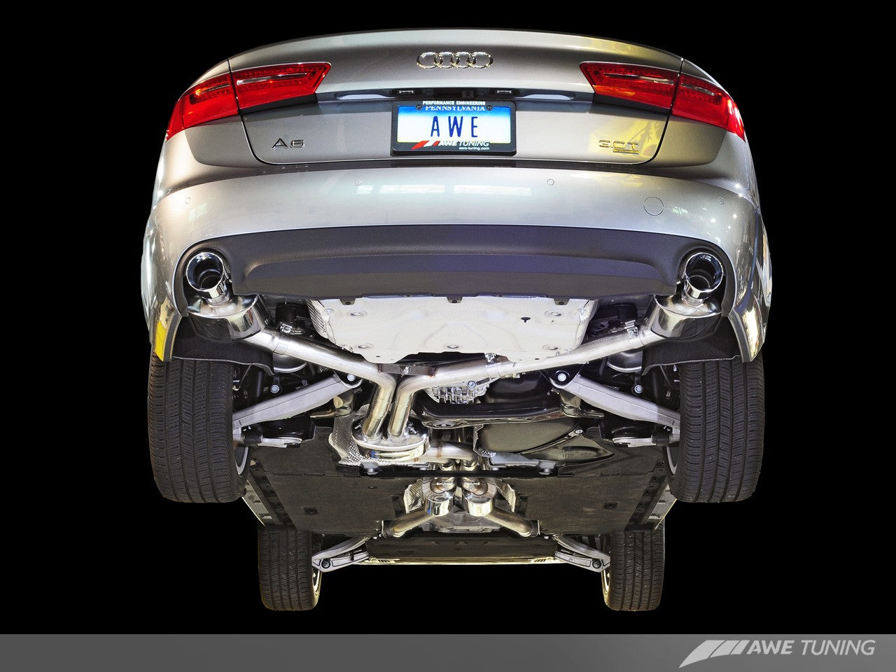 AWE Touring Edition Exhaust for Audi C7 A6 3.0T - Dual Outlet, Chrome Silver Tips