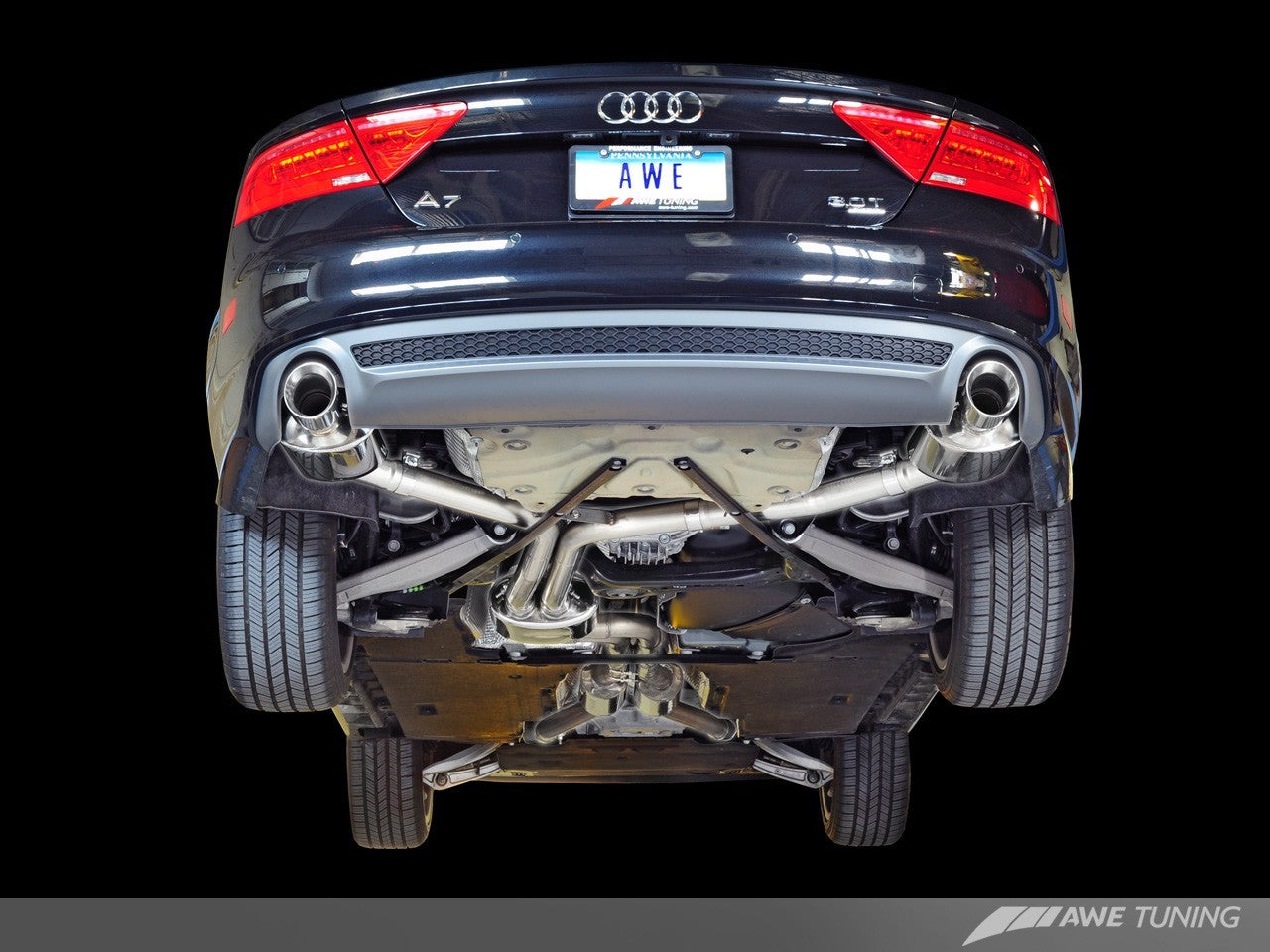 AWE Touring Edition Exhaust for Audi C7 A7 3.0T - Dual Outlet, Chrome Silver Tips