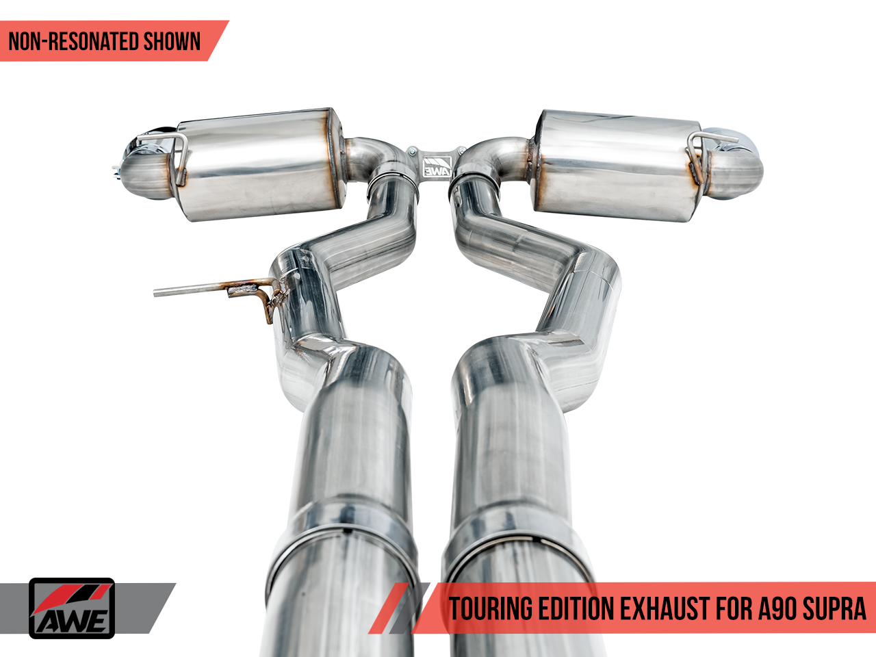 AWE Non-Resonated Touring Edition Exhaust for A90 Supra - 5" Diamond Black Tips