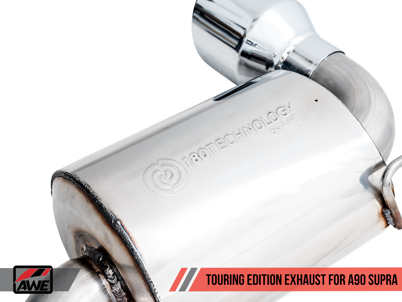 AWE Non-Resonated Touring Edition Exhaust for A90 Supra - 5" Chrome Silver Tips