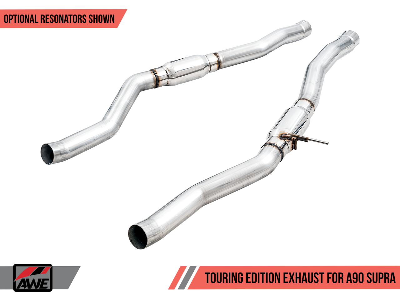 AWE Resonated Touring Edition Exhaust for A90 Supra - 5" Chrome Silver Tips