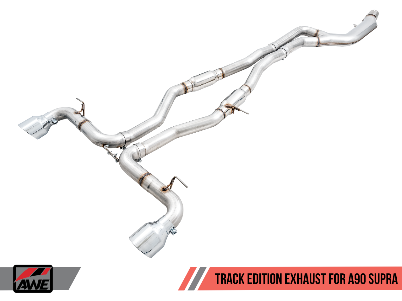 AWE Track Edition Exhaust for A90 Supra - 5" Chrome Silver Tips