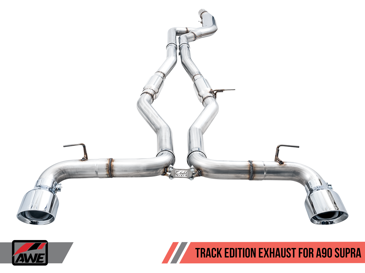 AWE Track Edition Exhaust for A90 Supra - 5" Chrome Silver Tips