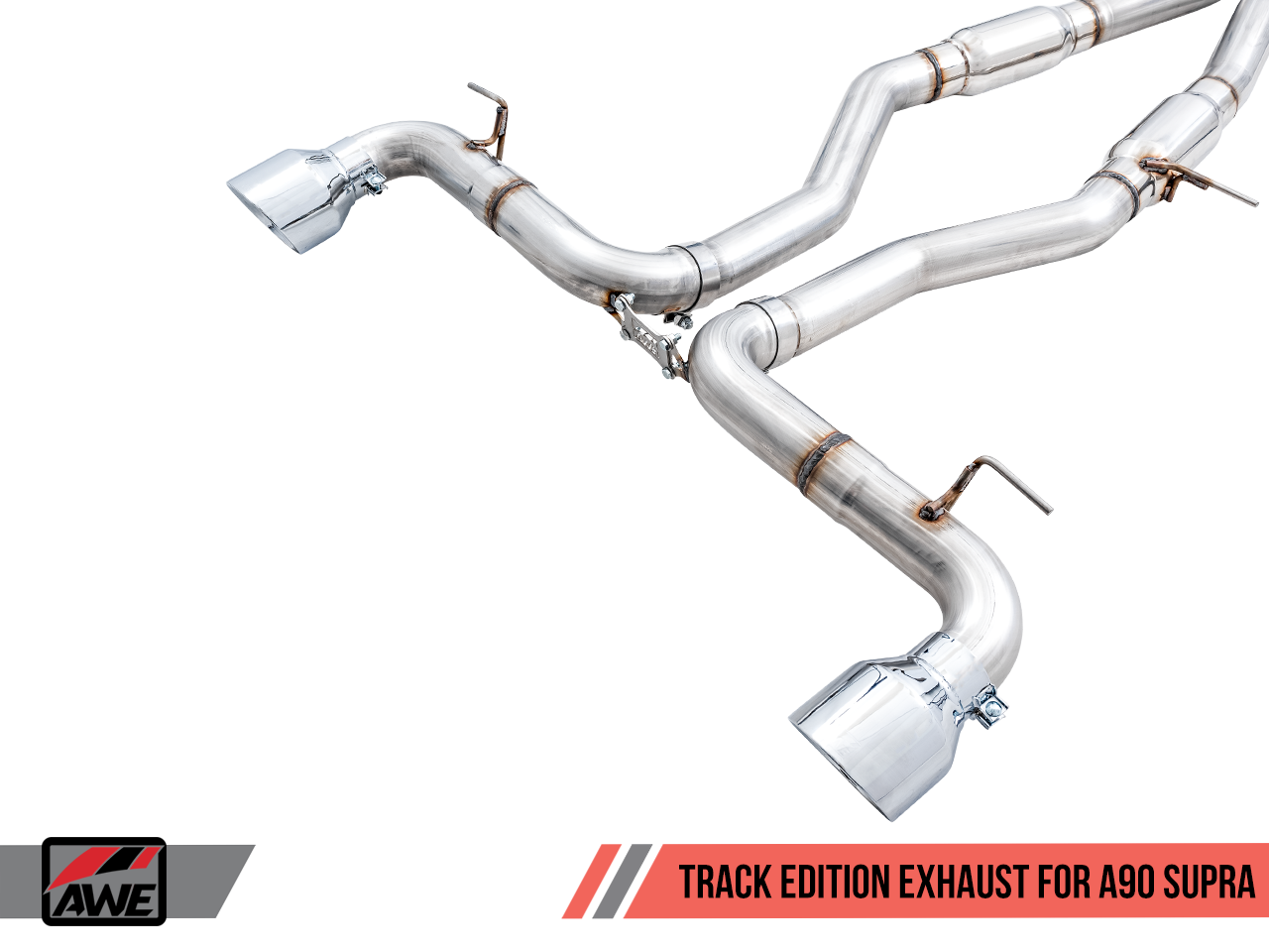 AWE Track Edition Exhaust for A90 Supra - 5" Chrome Silver Tips