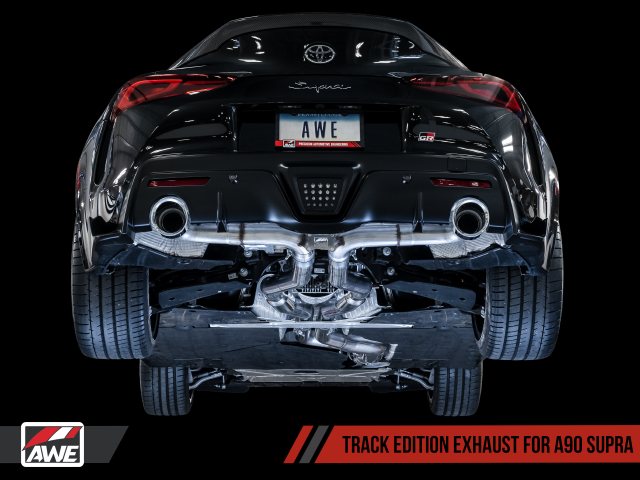 AWE Track Edition Exhaust for A90 Supra - 5" Diamond Black Tips