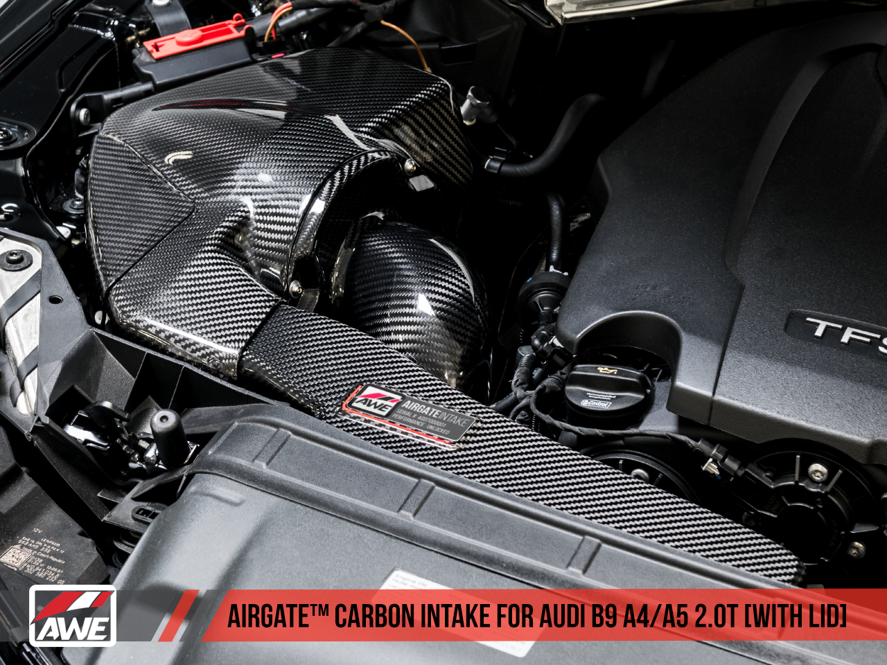 AWE AirGate™ Carbon Fiber Intake for Audi B9 A4 / A5 2.0T - With Lid