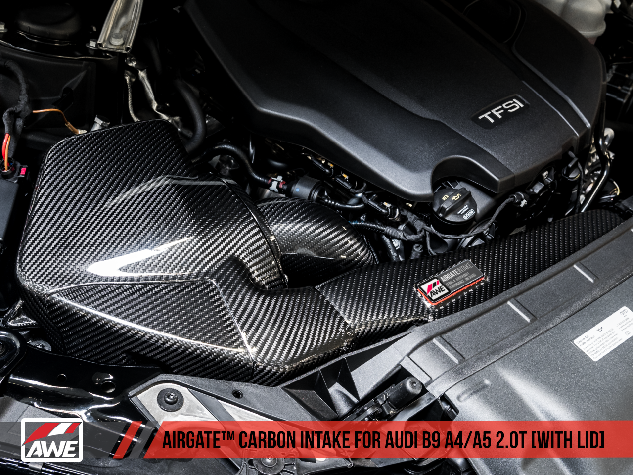 AWE AirGate™ Carbon Fiber Intake for Audi B9 A4 / A5 2.0T - With Lid