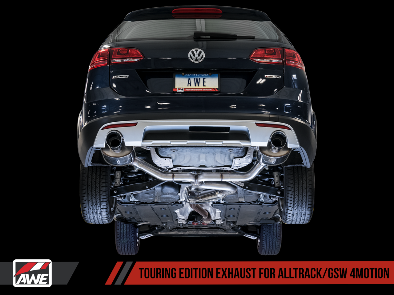 AWE Touring Edition Exhaust for VW Golf Alltrack / Sportwagen 4Motion - Chrome Silver Tips