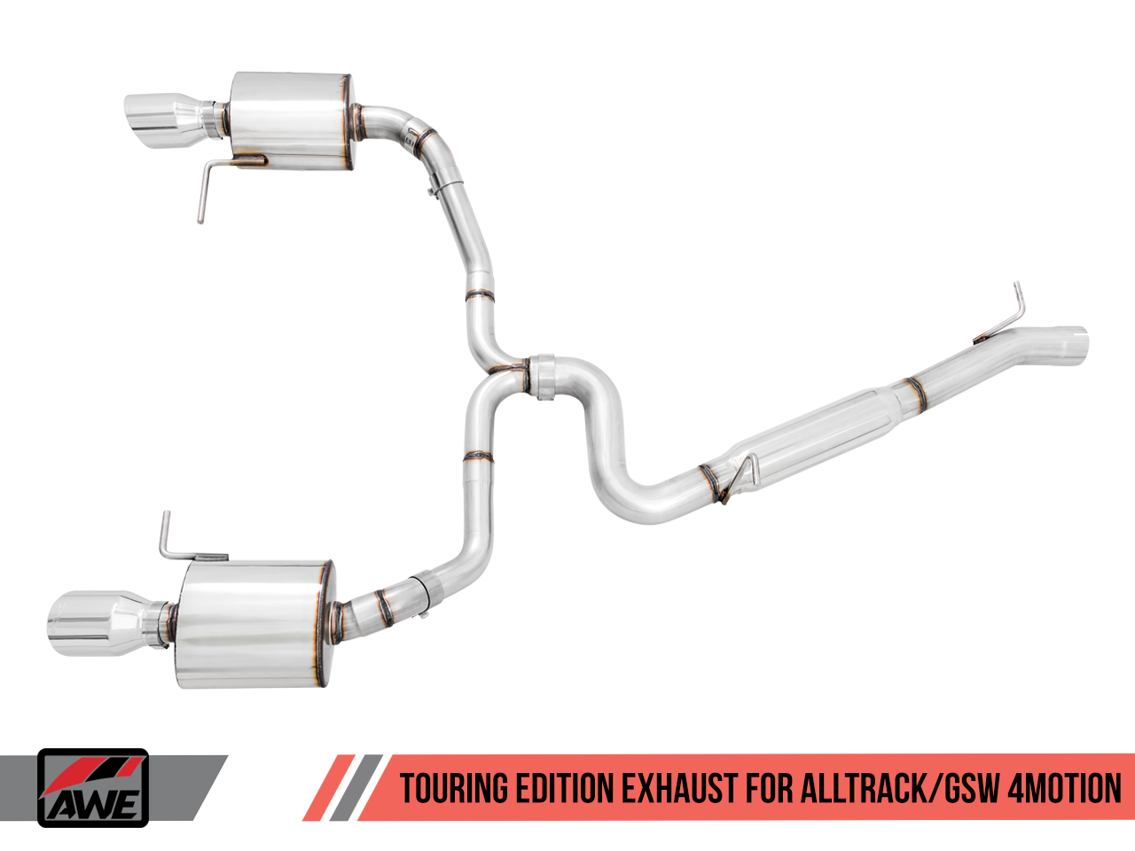 AWE Touring Edition Exhaust for VW Golf Alltrack / Sportwagen 4Motion - Chrome Silver Tips