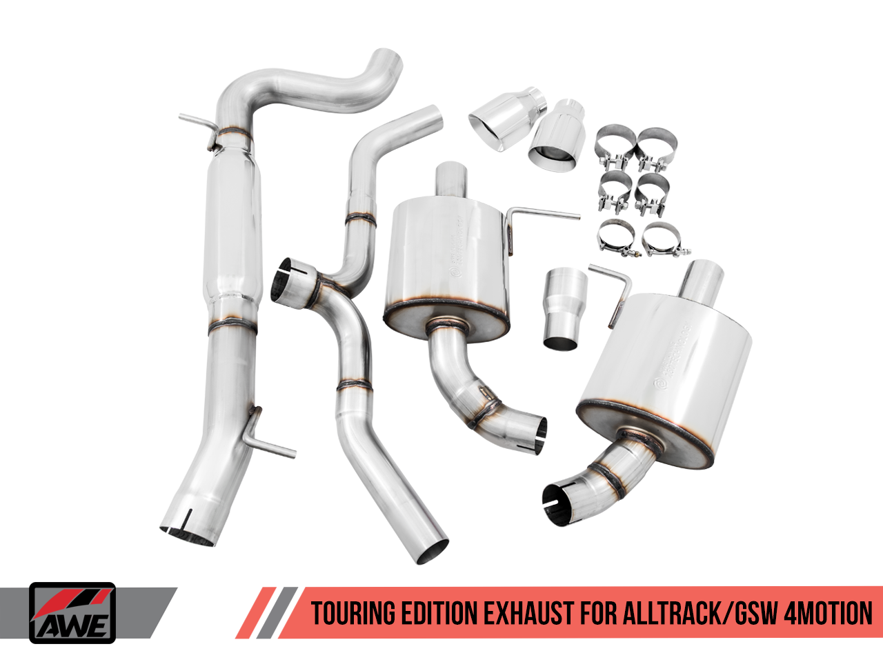 AWE Touring Edition Exhaust for VW Golf Alltrack / Sportwagen 4Motion - Chrome Silver Tips