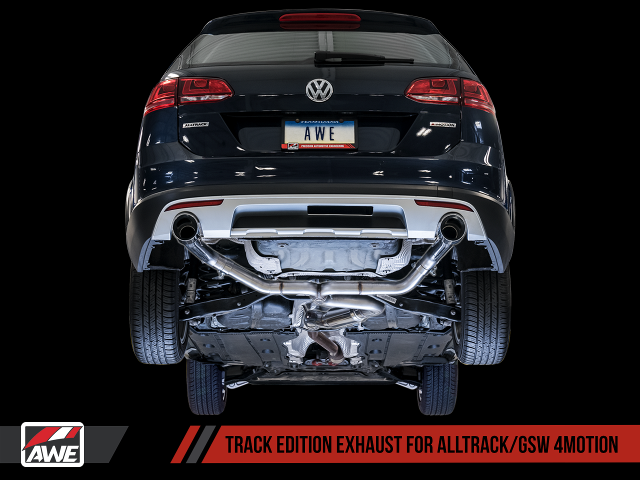 AWE Track Edition Exhaust for VW Golf Alltrack / Sportwagen 4Motion - Chrome Silver Tips