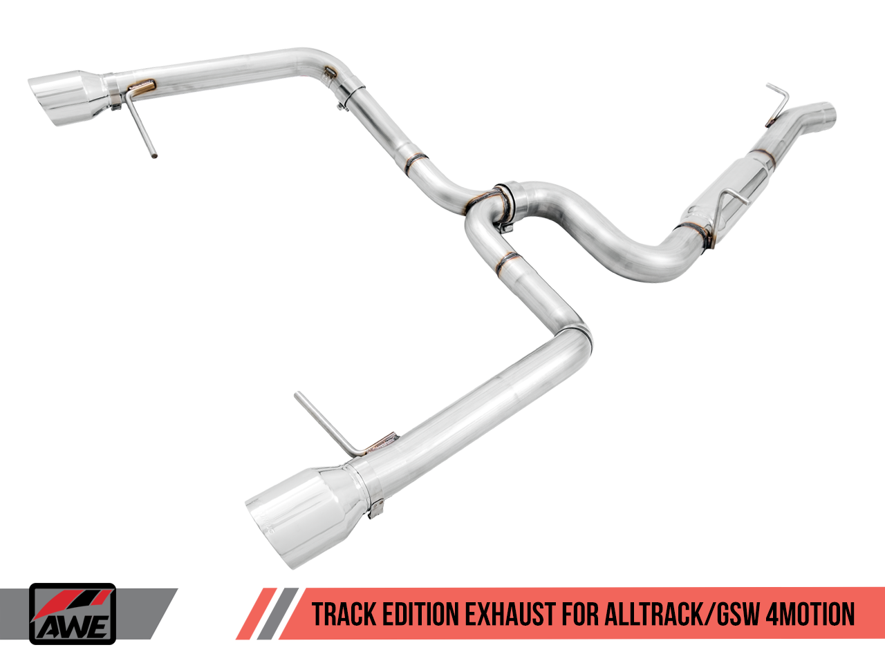 AWE Track Edition Exhaust for VW Golf Alltrack / Sportwagen 4Motion - Chrome Silver Tips