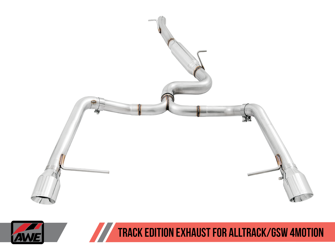 AWE Track Edition Exhaust for VW Golf Alltrack / Sportwagen 4Motion - Chrome Silver Tips