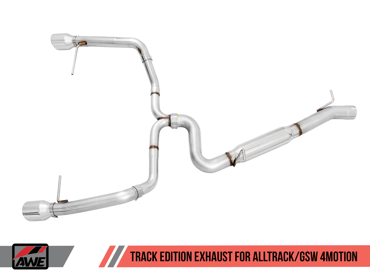 AWE Track Edition Exhaust for VW Golf Alltrack / Sportwagen 4Motion - Chrome Silver Tips