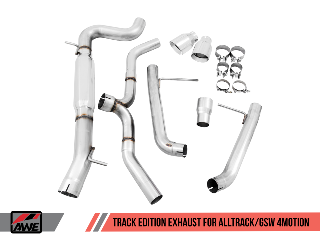 AWE Track Edition Exhaust for VW Golf Alltrack / Sportwagen 4Motion - Chrome Silver Tips