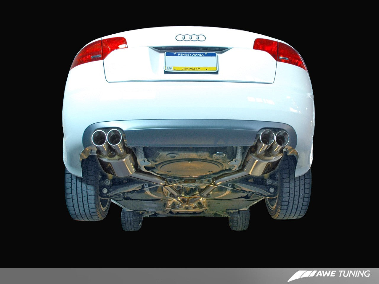 AWE Touring Edition Quad Tip Exhaust for Audi B7 A4 3.2L - Polished Silver Tips