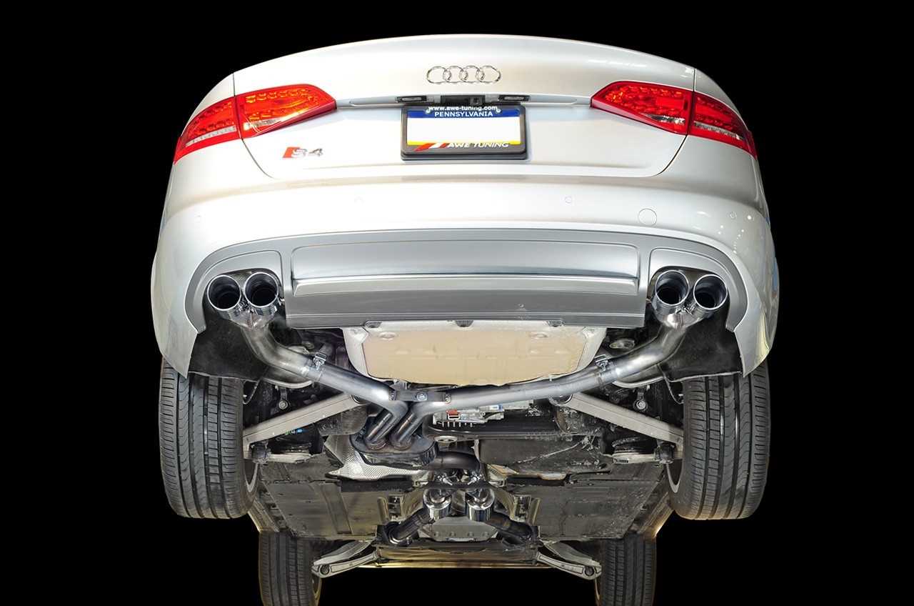 AWE Track Edition Exhaust for Audi B8 S4 3.0T - Diamond Black Tips (90mm)