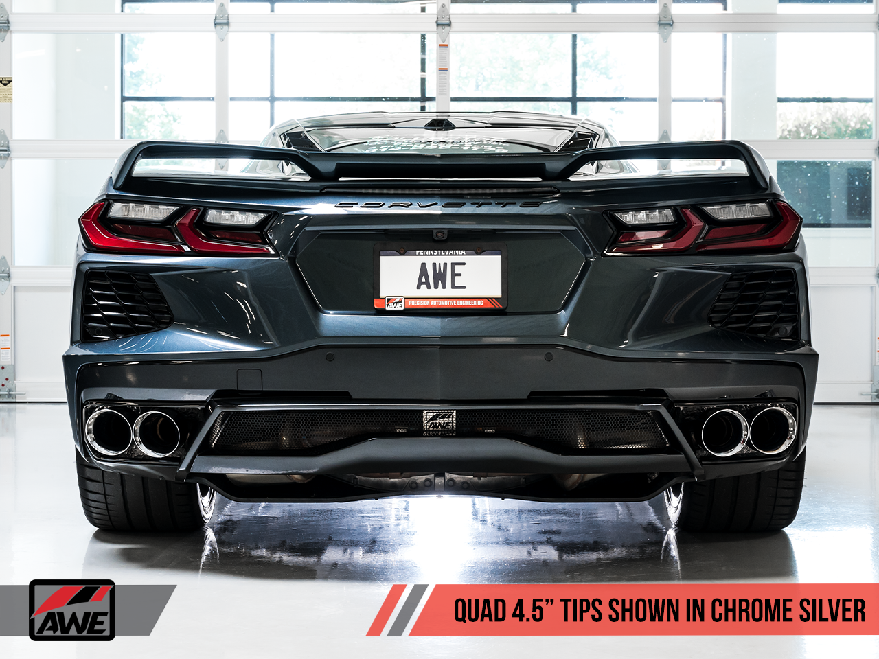 AWE Track Edition Exhaust for C8 Corvette -- Chrome Silver Tips