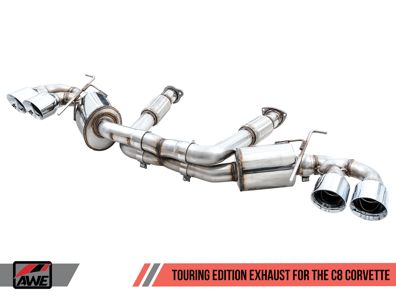 AWE Touring Edition Exhaust for C8 Corvette -- Chrome Silver Tips