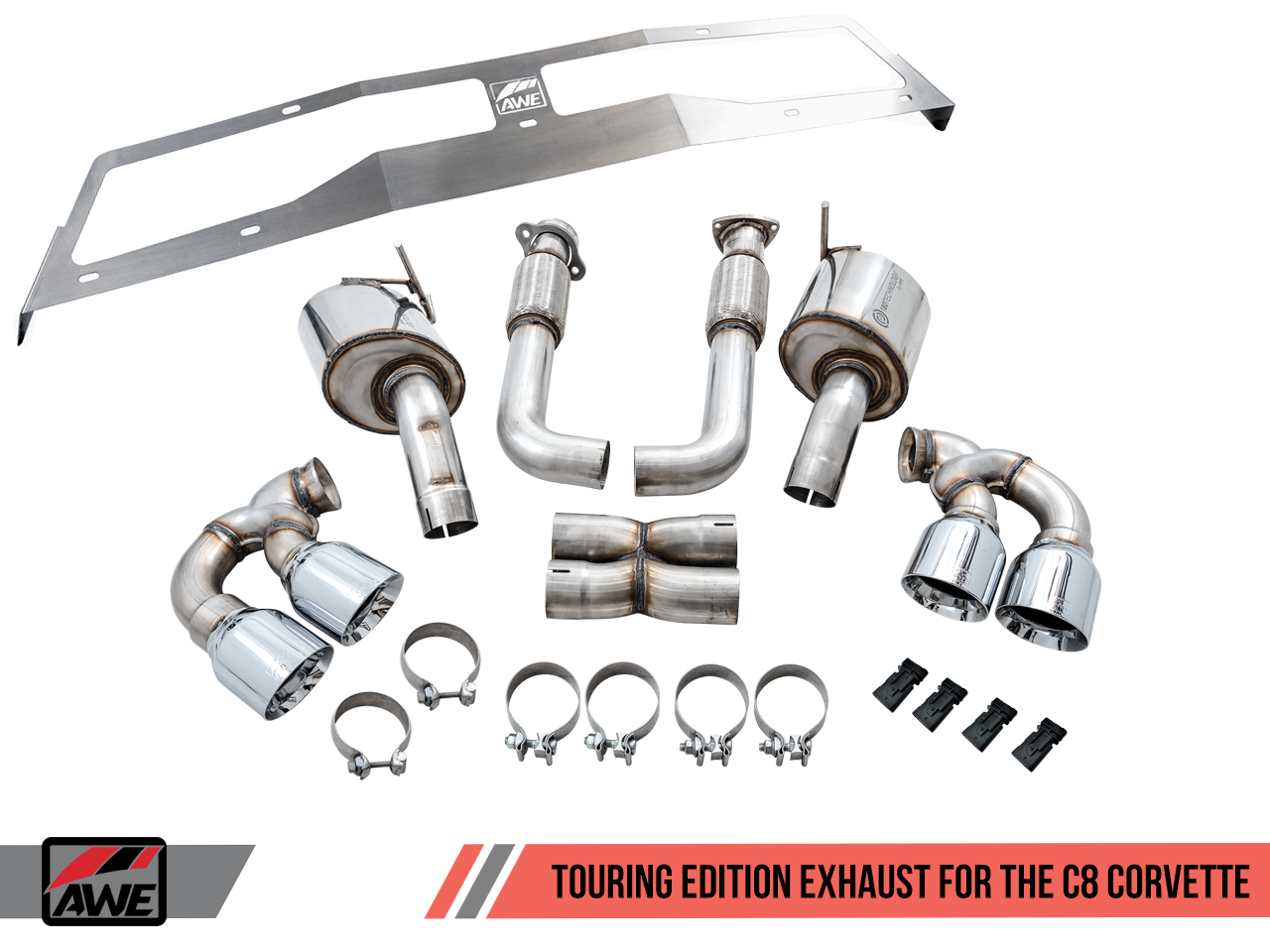 AWE Touring Edition Exhaust for C8 Corvette -- Chrome Silver Tips