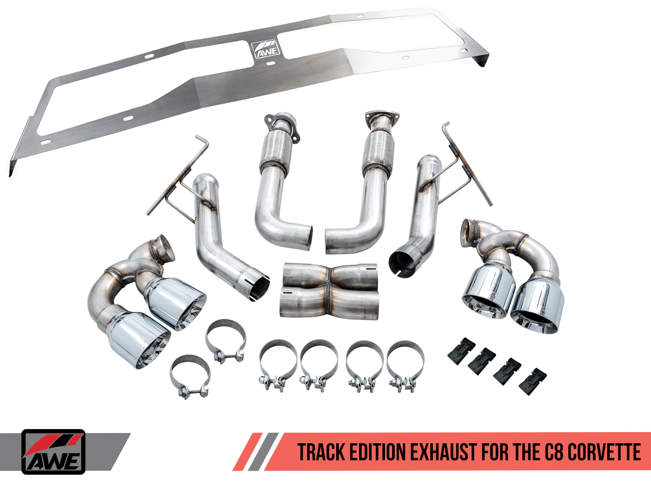 AWE Track Edition Exhaust for C8 Corvette -- Chrome Silver Tips