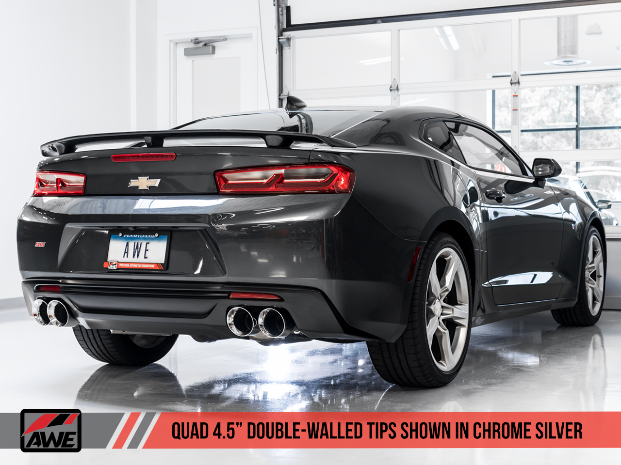 AWE Touring Edition Catback Exhaust for Gen6 Camaro SS / ZL1 - Resonated - Chrome Silver Tips (Quad Outlet) - 0