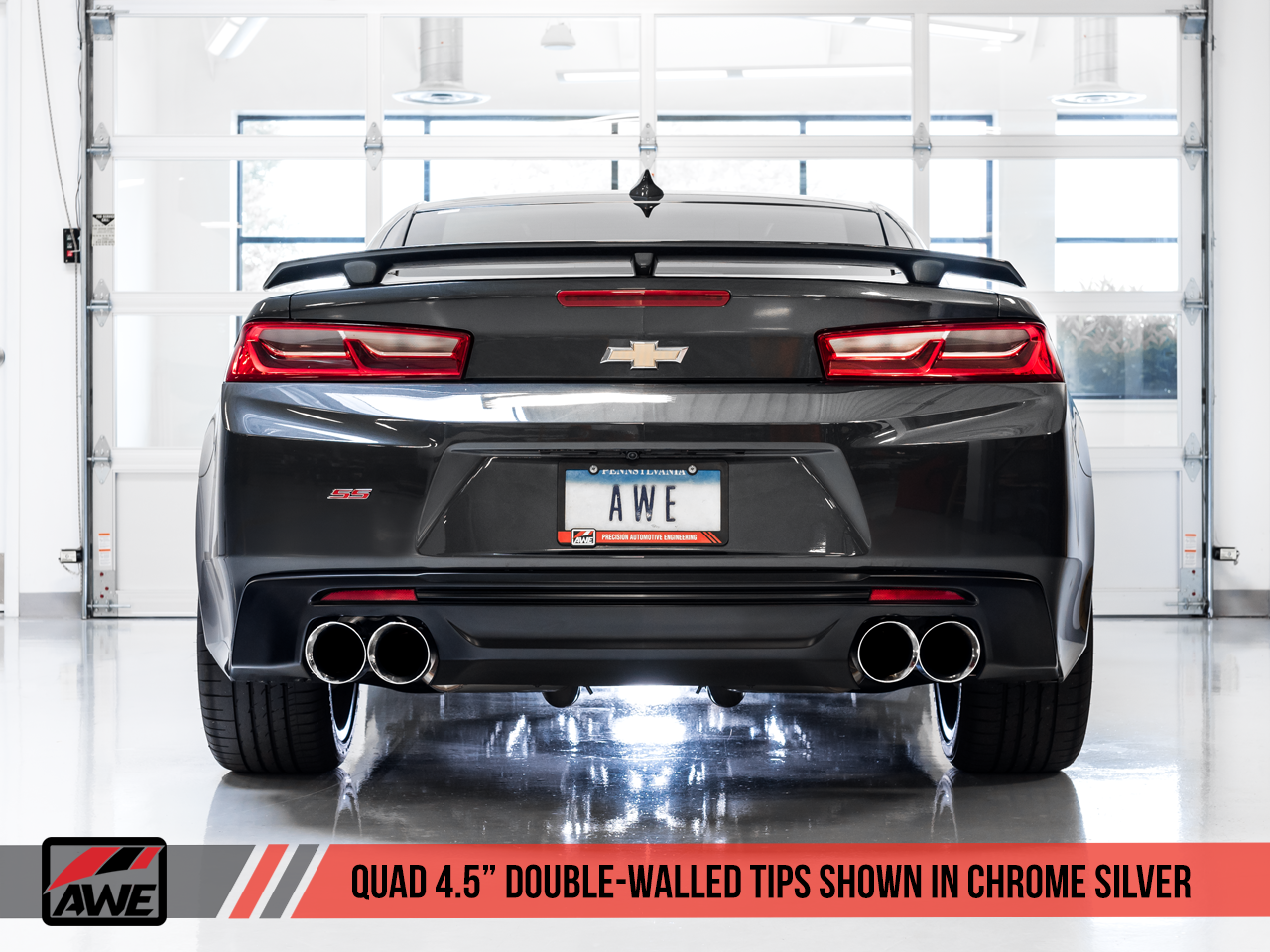 AWE Touring Edition Catback Exhaust for Gen6 Camaro SS / ZL1 - Resonated - Chrome Silver Tips (Quad Outlet)