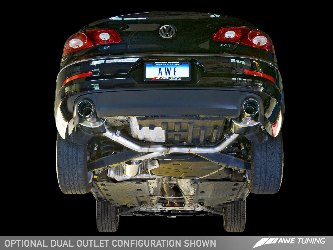 AWE Touring Edition Exhaust for VW CC 2.0T - Dual Outlet - Chrome Silver Tips