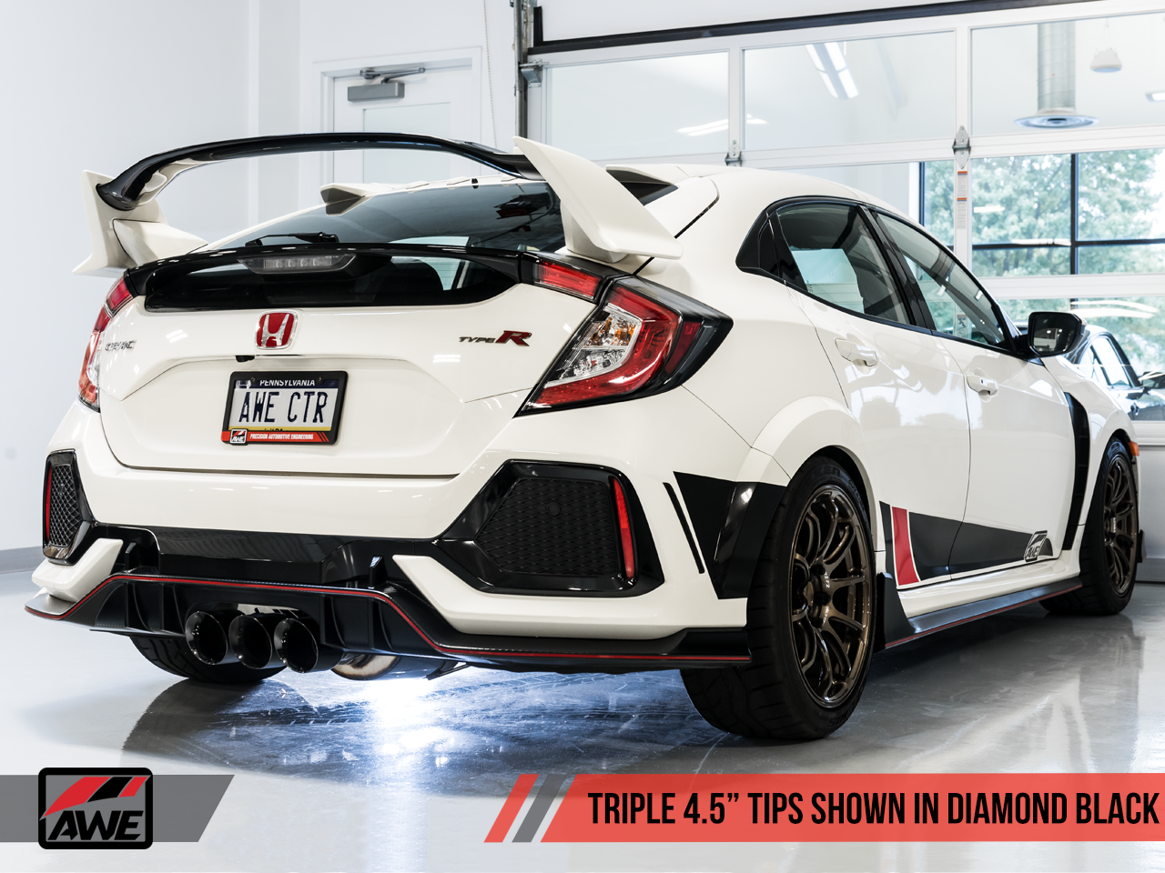 AWE Track Edition Exhaust for FK8 Civic Type R (includes Front Pipe) - Triple Diamond Black Tips