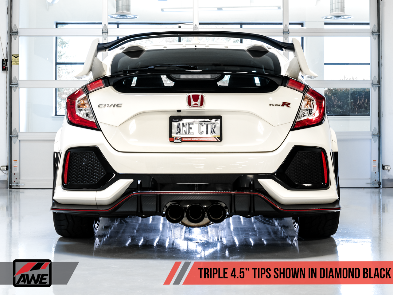 AWE Track Edition Exhaust for FK8 Civic Type R (includes Front Pipe) - Triple Diamond Black Tips - 0