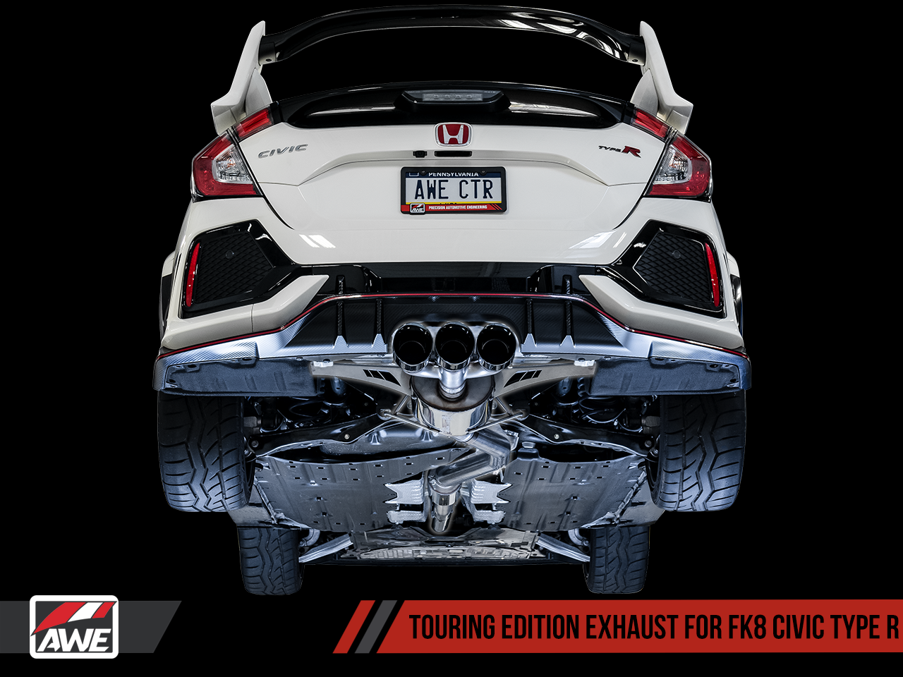 AWE Touring Edition Exhaust for FK8 Civic Type R (includes Front Pipe) - Triple Diamond Black Tips