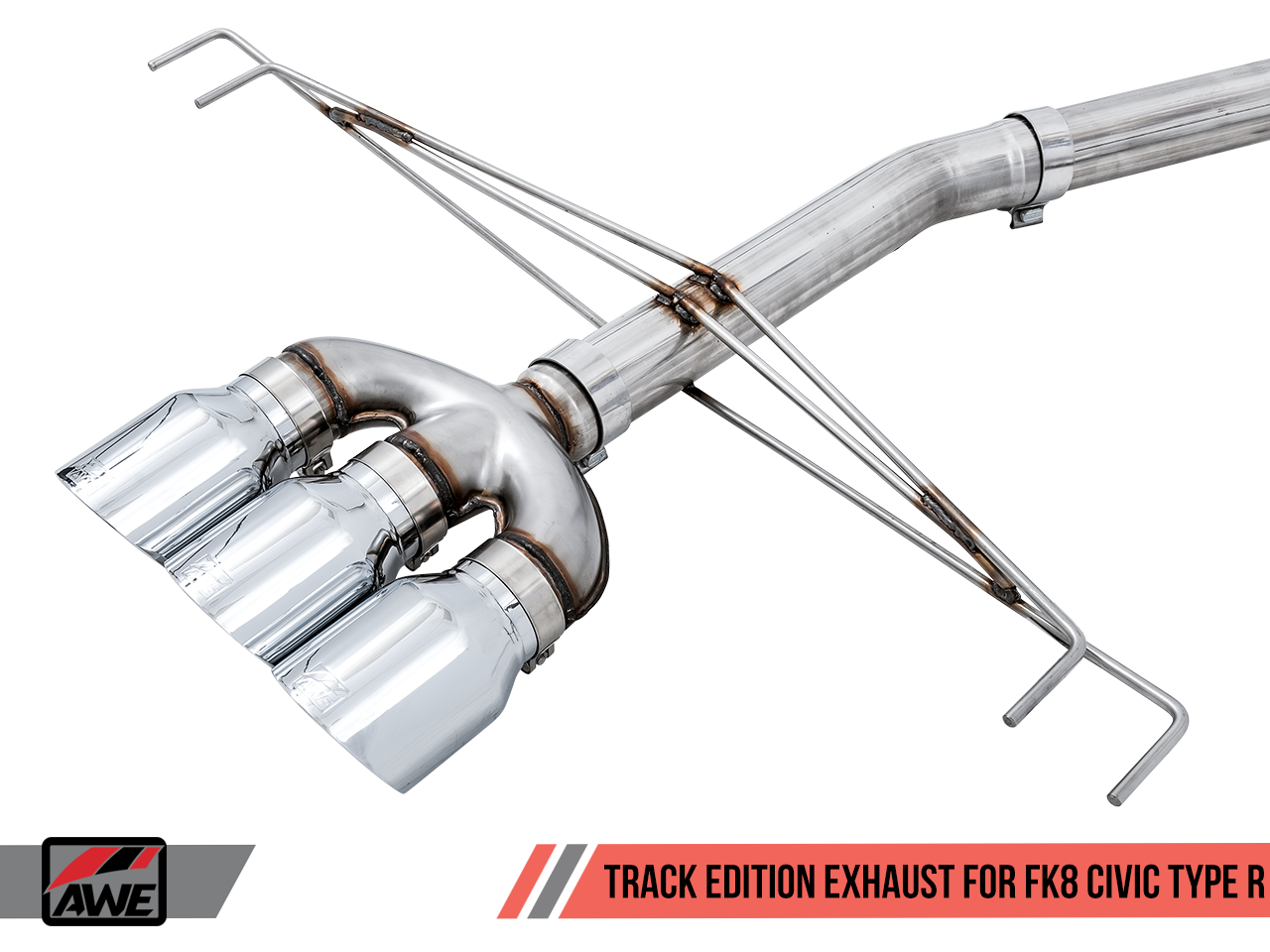 AWE Track Edition Exhaust for FK8 Civic Type R (includes Front Pipe) - Triple Chrome Silver Tips - 0