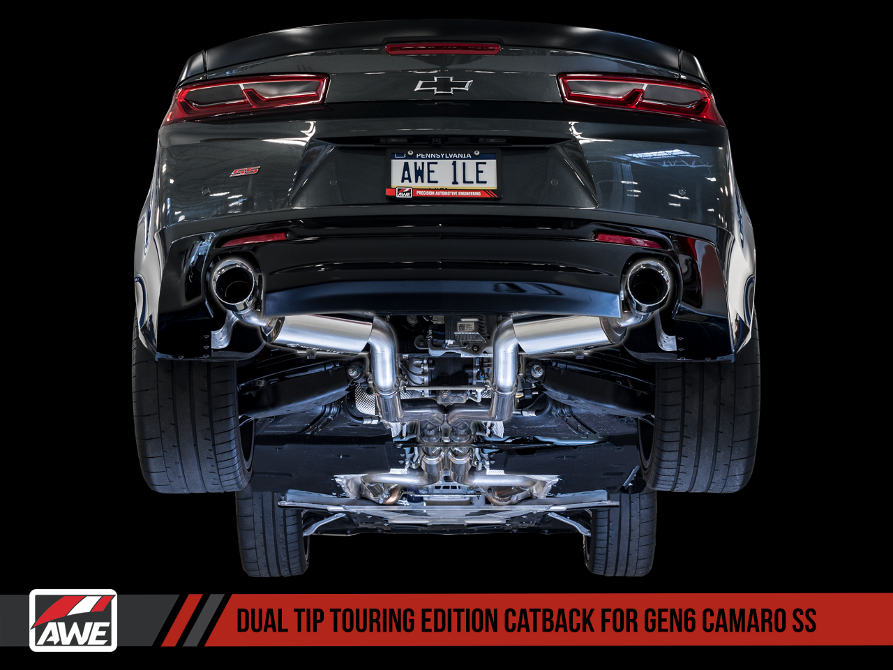 AWE Touring Edition Catback Exhaust for Gen6 Camaro SS - Non-Resonated - Chrome Silver Tips (Dual Outlet)