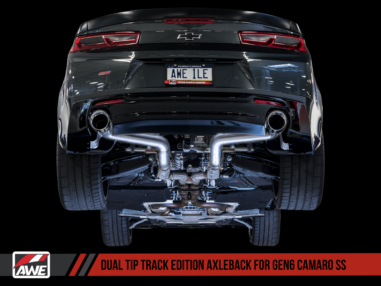 AWE Track Edition Catback Exhaust for Gen6 Camaro SS - Non-Resonated - Diamond Black Tips (Dual Outlet)