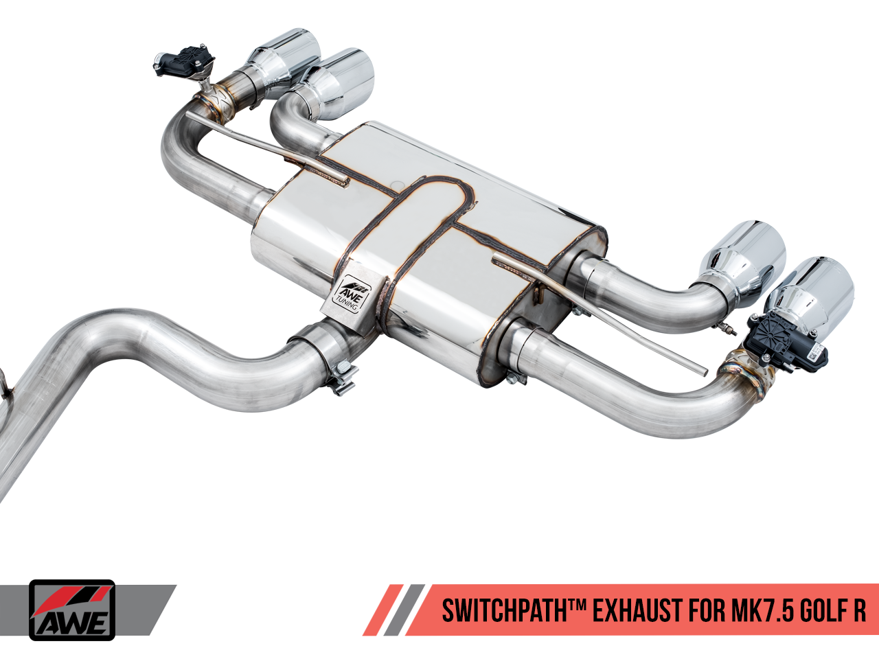 AWE SwitchPath™ Exhaust for MK7.5 Golf R - Chrome Silver 102mm Tips