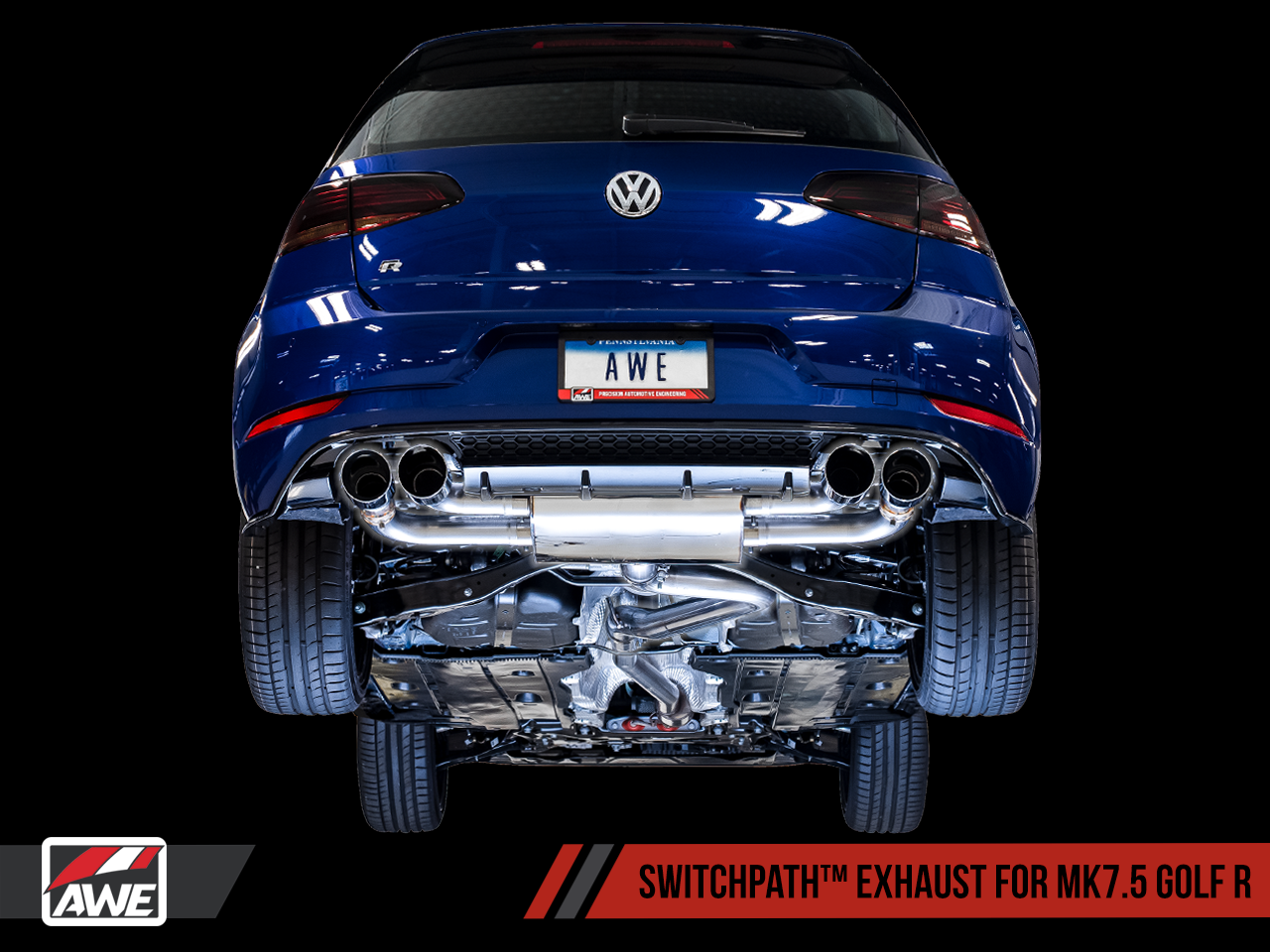 AWE SwitchPath™ Exhaust for MK7.5 Golf R - Chrome Silver 102mm Tips