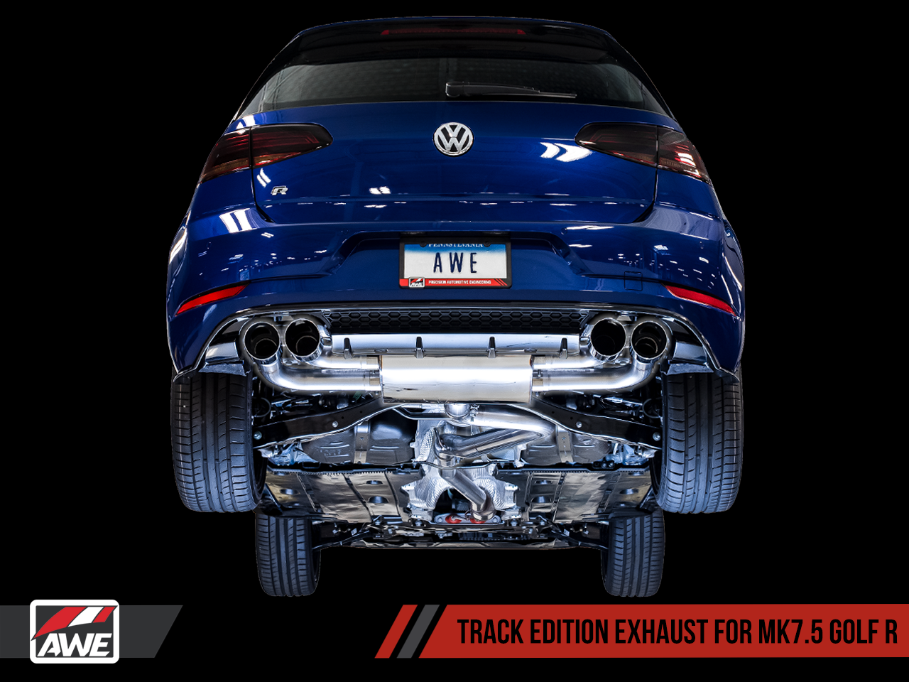 AWE Track Edition Exhaust for MK7.5 Golf R - Diamond Black 102mm Tips