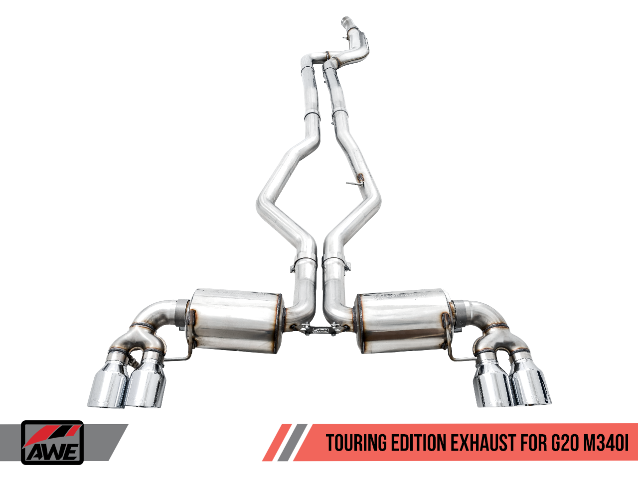 AWE Non-Resonated Touring Edition Exhaust for G20 M340i - Chrome Silver Tips