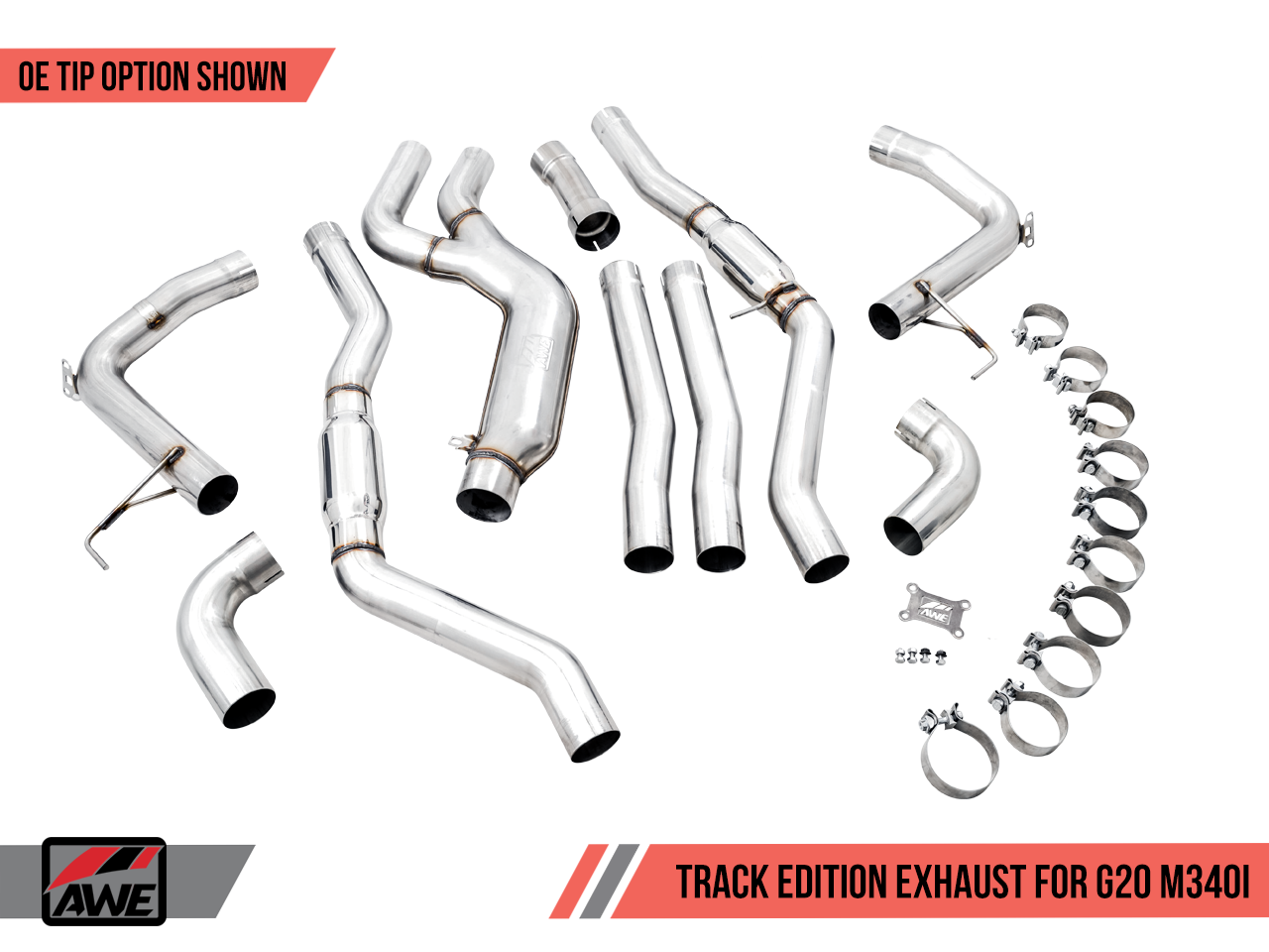 AWE Track Edition Exhaust for G20 M340i - OE Tips - 0