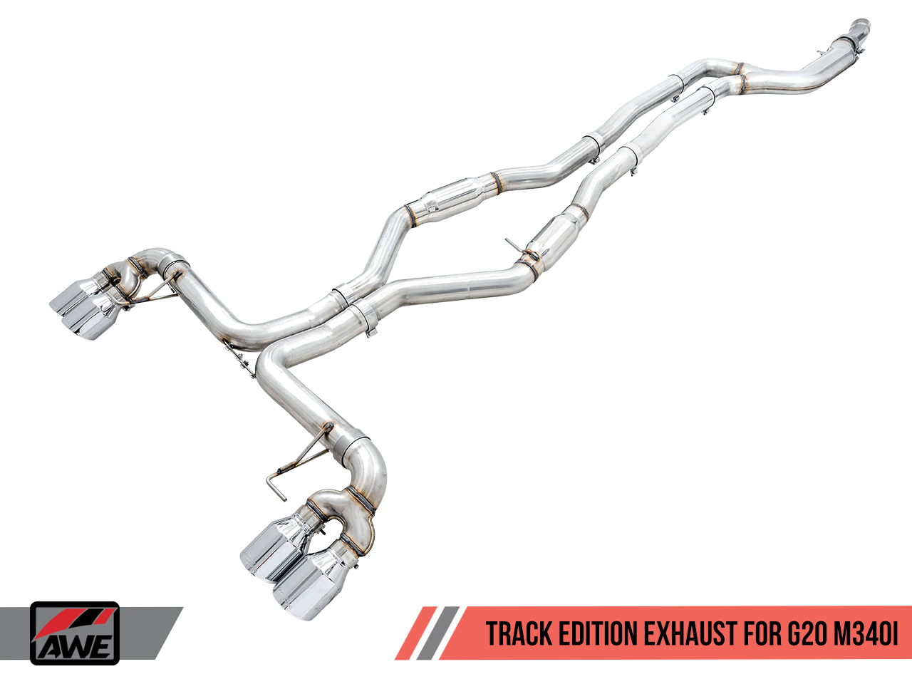 AWE Track Edition Exhaust for G20 M340i - Chrome Silver Tips