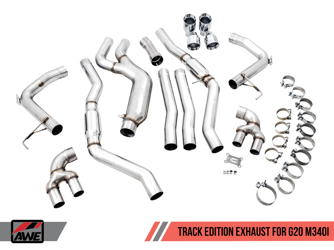 AWE Track Edition Exhaust for G20 M340i - Chrome Silver Tips