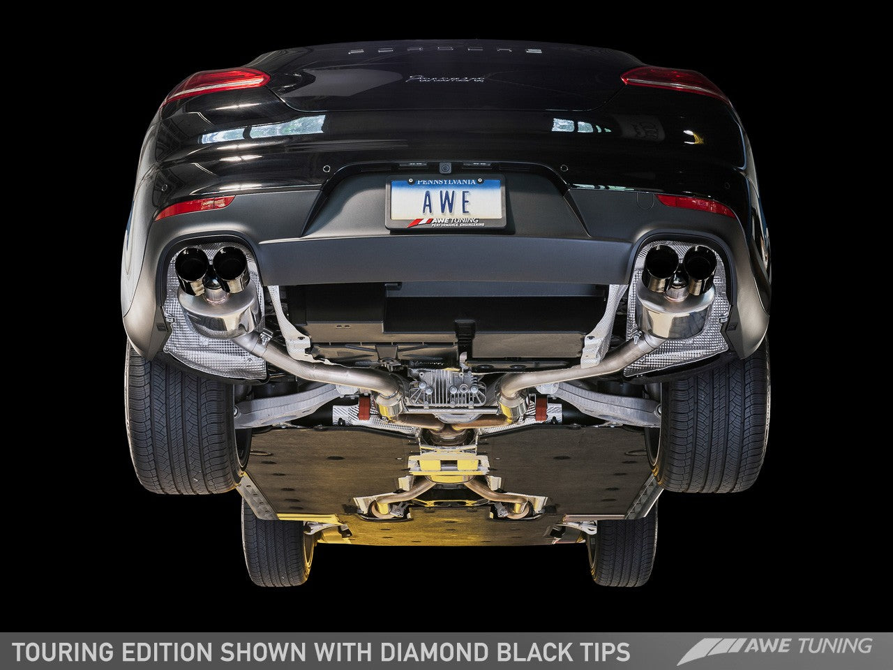 AWE Touring Edition Exhaust for 970 Panamera 2/4 (2014+) -- With Diamond Black Tips