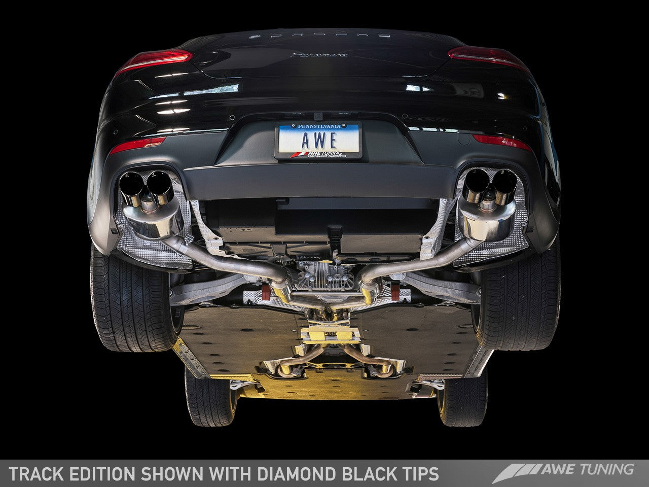 AWE Track Edition Exhaust for 970 Panamera 2/4 (2011-2013) -- With Diamond Black Tips