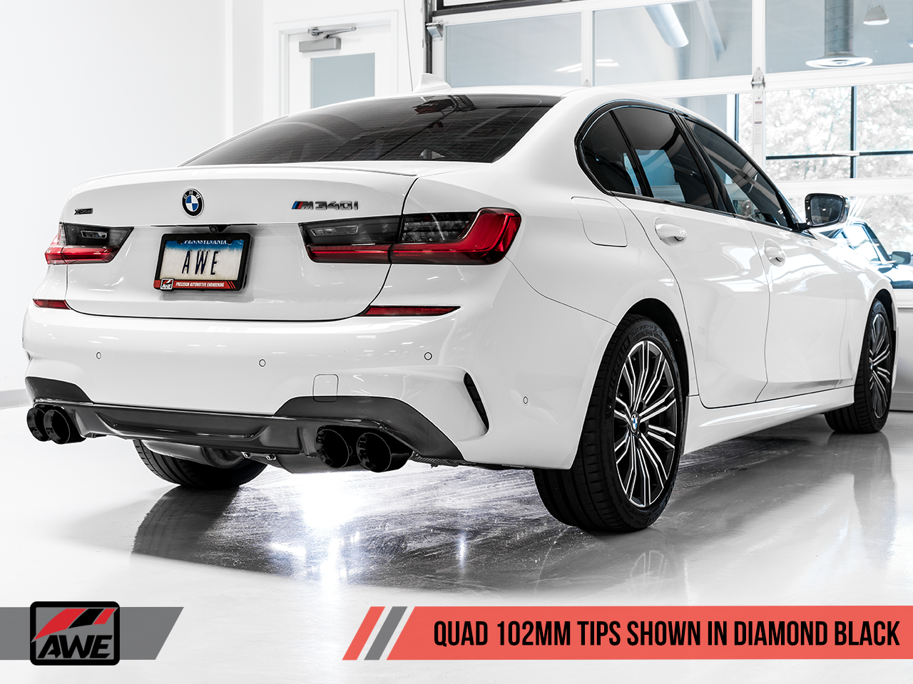 AWE Track Edition Exhaust for G20 M340i - Diamond Black Tips