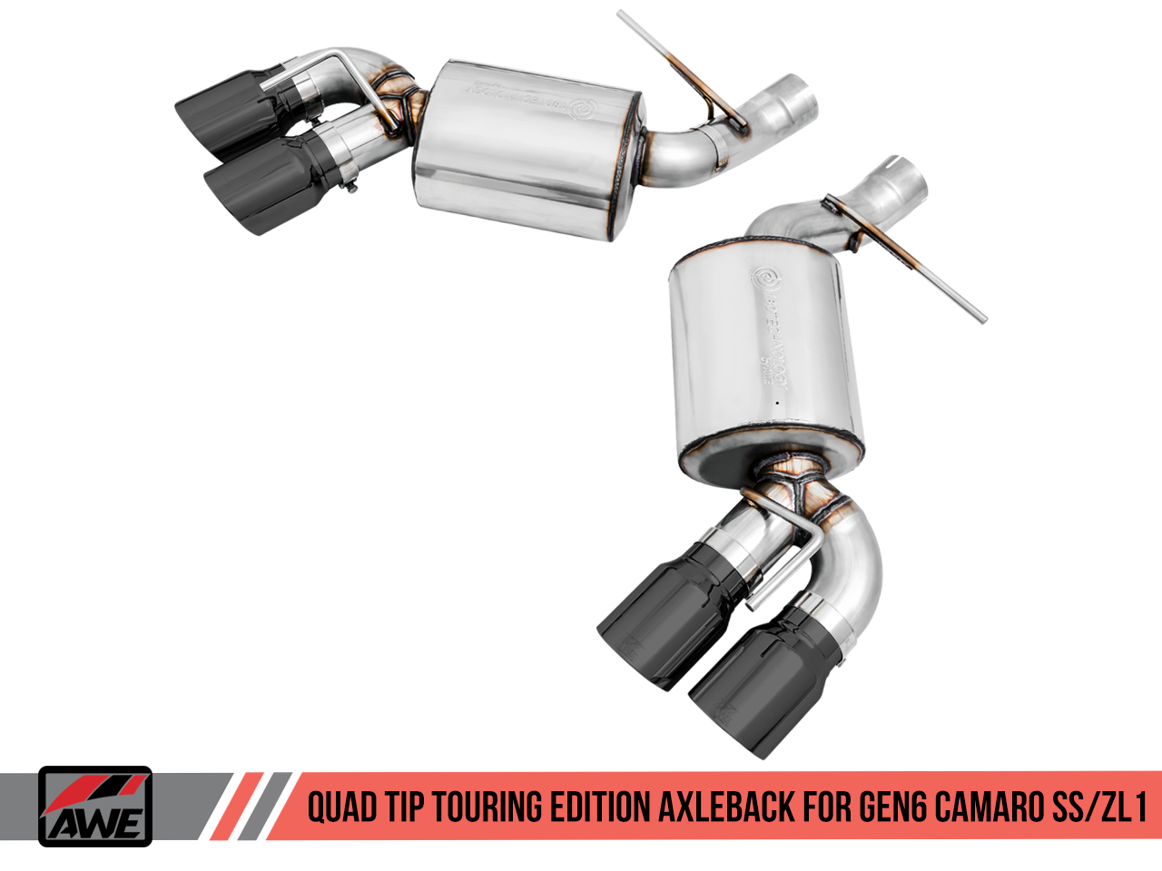 AWE Touring Edition Catback Exhaust for Gen6 Camaro SS / ZL1 - Resonated - Diamond Black Tips (Quad Outlet)