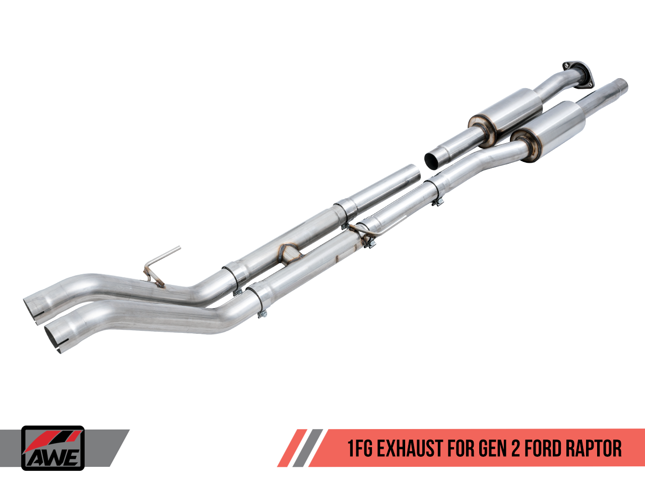 AWE 1 FG Exhaust for Gen 2 Ford Raptor (Resonated Peformance H Pipe) - 0